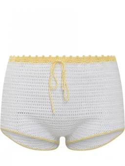 Mixik Skin - White Knitted Color Block Shorts