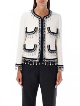 Dsquared2 - White Embellished Round Neck Jacket