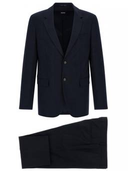 Boss - Navy Blue Solid Notched Lapel Blazer with Trouser