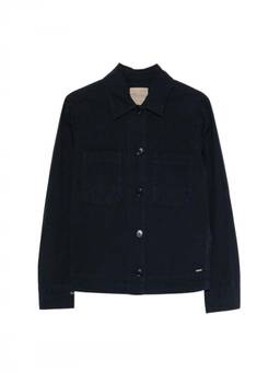 Woolrich - Navy Blue Solid Shirt Collar Jacket