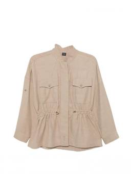 Fay - Light Brown Solid Mandarin Collar Jacket