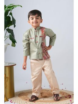 Peekaaboo Kids - Boys Gulzaar Jodhpuri Jacket With Pant - Green