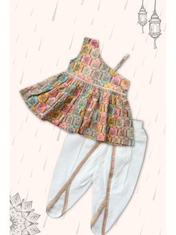 Peekaaboo Kids - Girls Saavan Pure Cotton Ethnic Clothing Set - Mustard Green