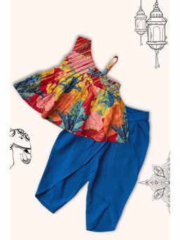 Peekaaboo Kids - Girls Khaleesi Pure Cotton Ethnic Clothing Set - Blue
