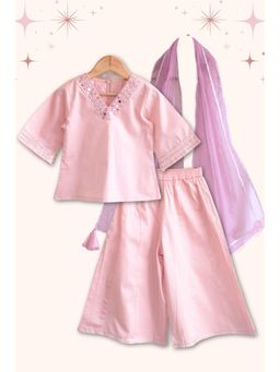 Peekaaboo Kids - Girls Sitara Kurti And Kalidar Palazzo Set With Dupatta - Pink