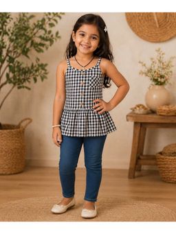 Miyo - Girls Pink Checked Cotton Top