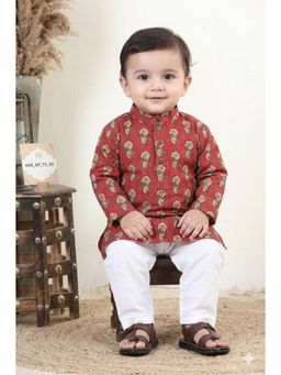 Kinder Kids - Girls Ethnic Motifs Printed Regular Pure Cotton Kurta With Pyjama