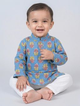 Kinder Kids - Girls Floral Printed Regular Pure Cotton Kurta With Pyjama