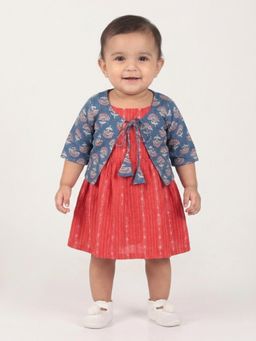 Kinder Kids - Ethnic Motifs Print A-Line Dress With Jacket