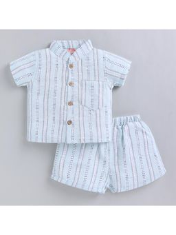 Snuggly Monkey - Striped Muslin Shirt With Shorts