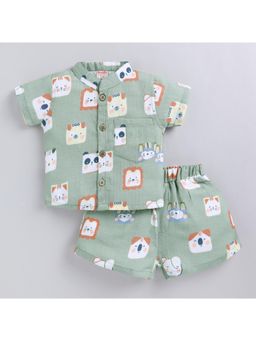 Snuggly Monkey - Animals Muslin Shirt With Shorts