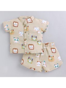 Snuggly Monkey - Animals Muslin Shirt With Shorts