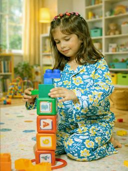 The Natkhat Tales - Green Kids Cotton Shirt And Pyjamas Night Set