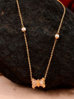 Shoshaa - Gold-Plated Handcrafted Ad-Studded Stones and Pearls Necklace Chain