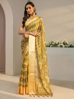 Libas - Multi Bandhani Printed Saree with Unstitched Blouse