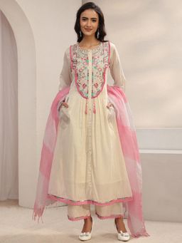 Libas - Off White A-Line Kurta with Palazzo with Dupatta