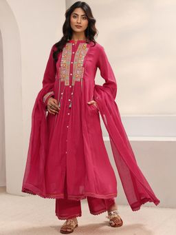 Libas - Pink A-Line Kurta with Palazzo with Dupatta