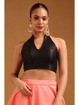 Soch - Womens Black Art Silk Solid Blouse