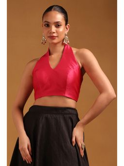Soch - Womens Fuchsia Art Silk Solid Blouse