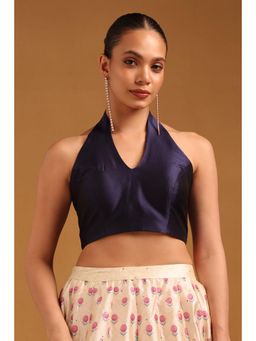 Soch - Womens Navy Blue Art Silk Solid Blouse