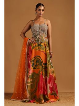 Soch - Multicolour Embroidery Stone Work Lehenga, Choli with Dupatta and Unstitched Sleeves