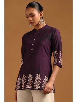 Soch - Womens Purple Cotton Botanical Tunic