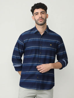 Dragon Hill - Full Sleeves Indi Blue Indigo Stripes Shirt