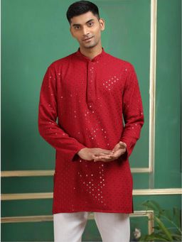 TATTVA - Red Toned Chikankari Short Kurta
