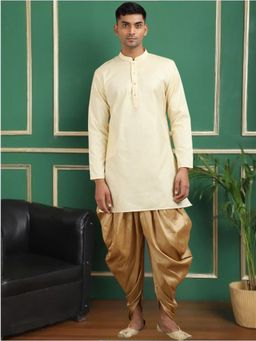 TATTVA - Beige Toned Jacquard Short Kurta