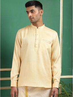 TATTVA - Men Beige Solid Super Short Kurta