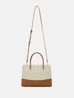 U.S. POLO ASSN. - Bijou Beige monogram Satchel Bag with convertible strap (M)