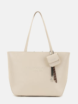 U.S. POLO ASSN. - Bree Beige Solid tote Handbag with Spacious Laptop Compartment