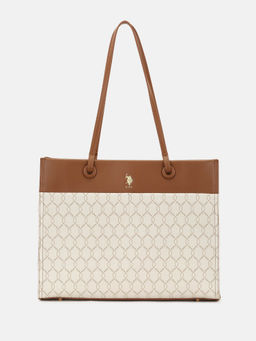U.S. POLO ASSN. - Bria Beige tote Handbag with Monogram Print