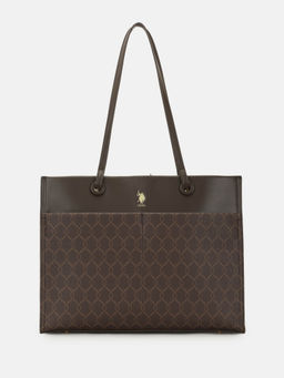 U.S. POLO ASSN. - Bria Brown Monogram tote Handbag Bag