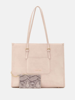 U.S. POLO ASSN. - Berry Beige tote Handbag with Card Holder