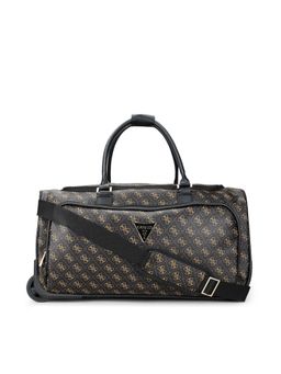 Guess - Black Printed Jesco Wheeled Duffel Bag With Detachable Strap