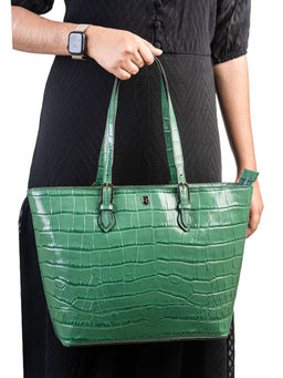 REVUP - Green Leather Crocodile Tote Bag