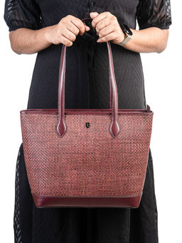 REVUP - Maroon Dark Bordo Weave Tote Bag