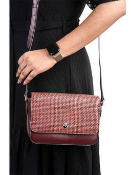 REVUP - Maroon Weave Crossbody Sling Bag (S)