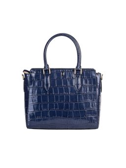 REVUP - Blue Luxury Croc-Embossed Leather Handbag With Detachable Strap