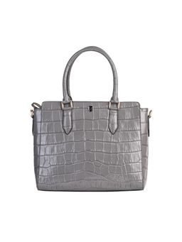 REVUP - Grey Luxury Croc-Embossed Leather Handbag With Detachable Strap