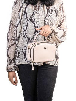 REVUP - Beige Compact Leather Crossbody Sling Bag (S)