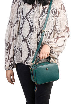 REVUP - Green Compact Leather Crossbody Sling Bag (S)