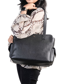 REVUP - Black Leather Laptop Handbag