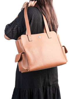 REVUP - Tan Leather Laptop Handbag