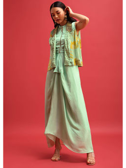 KALKI FASHION - Green Gown with Jacket (Set of 2)