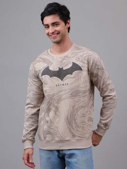 Free Authority - Official DC Comic Batman Graphic Printed Regular Fit Beige Sweatshirt
