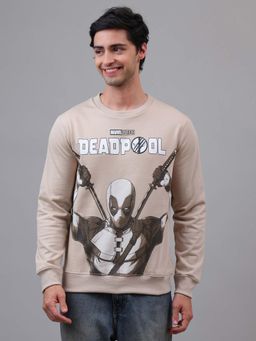 Free Authority - Official Marvel Comic Deadpool & Wolverine Graphic Beige Regular Fit Sweatshirt