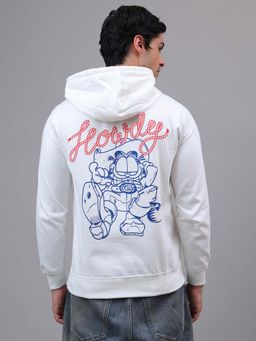 Free Authority - Official Garfield Graphic Printed Off White Regular Fit Hoodie