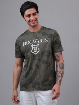 Free Authority - Official Harry Potter Graphic Olive Relaxed Fit T-Shirt